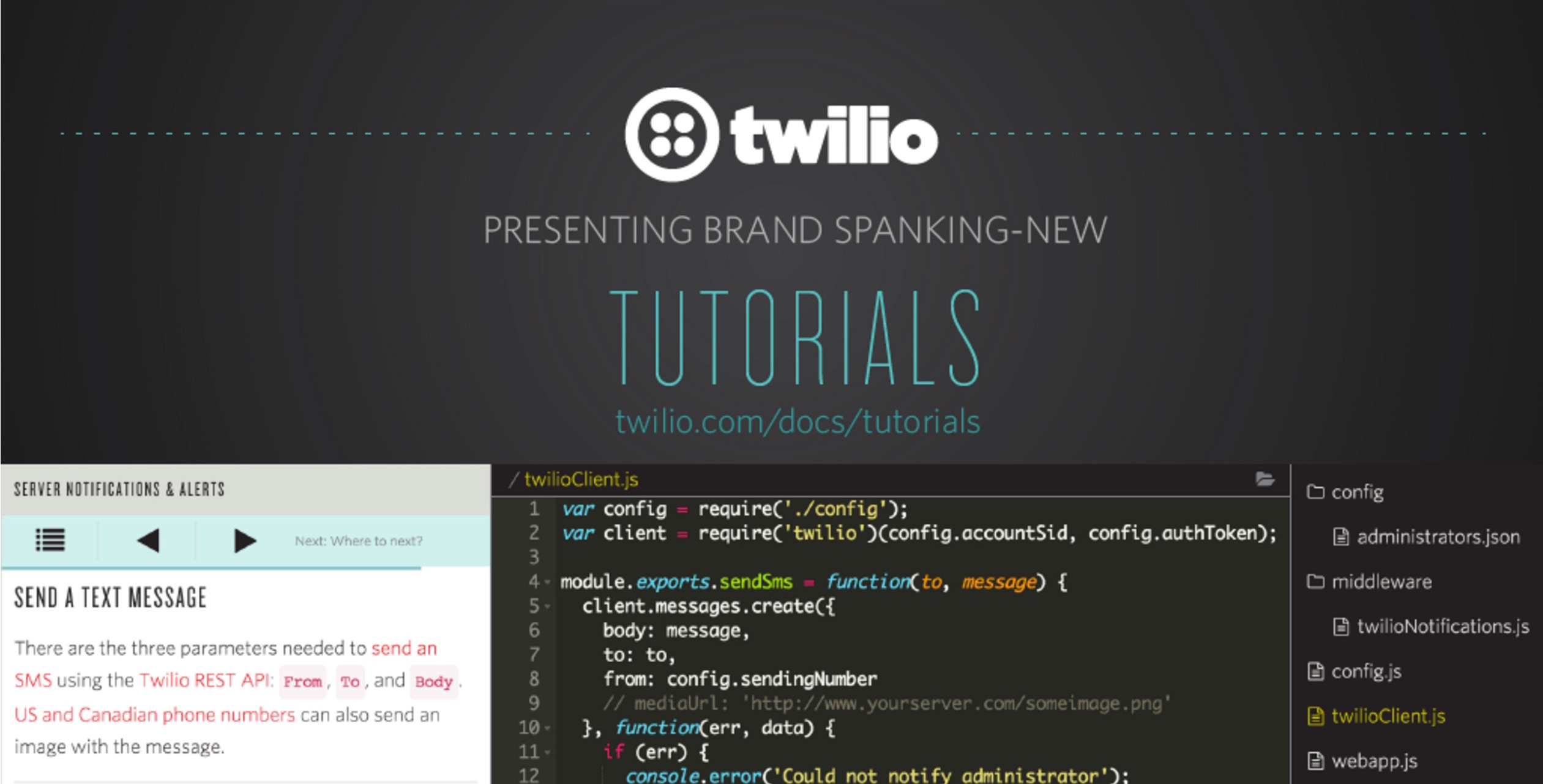 Tutorials by Twilio launch blog post slide